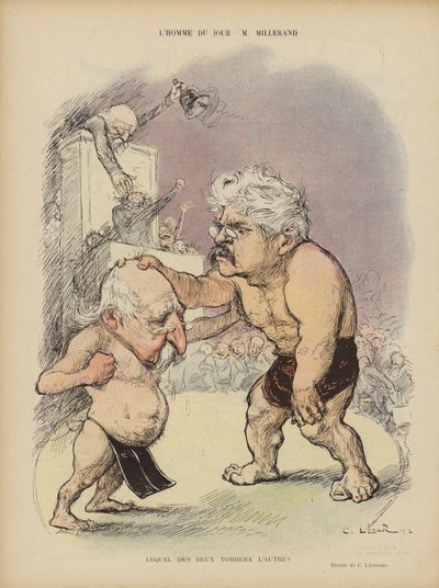 Caricatura de los políticos franceses Emile Combes y Alexandre Millerand. Ilustración para Le Rire de Charles Leandre
