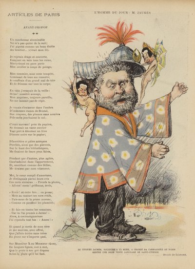 Caricatura del político socialista francés Jean Jaures. Ilustración para Le Rire de Charles Leandre