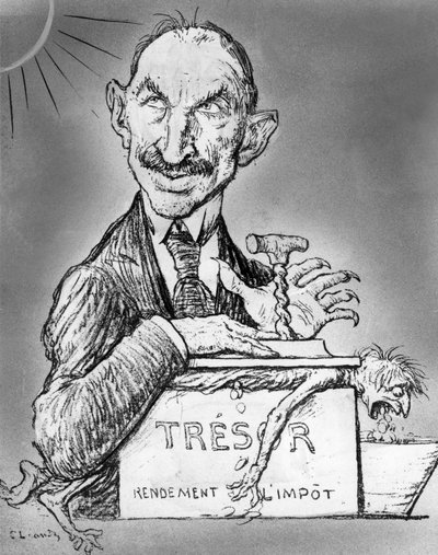 Caricatura de Charles Leandre del ministro de finanzas francés Charles de Lasteyrie publicada en el periódico Le Rire el 26 de noviembre de Charles Leandre