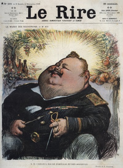 Carlos I Rey de Portugal (1863-1908) - Caricatura de Charles Leandre (1862-1934) en 