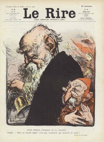 Políticos franceses Henri Brisson y Emile Combes. Ilustración para Le Rire de Charles Leandre