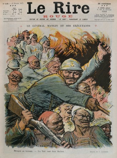 General Charles Mangin y sus subordinados, un negro vale por dos boches, ilustración de portada de 