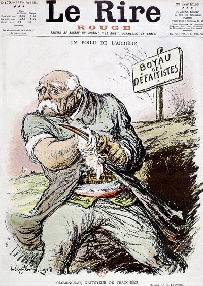 Georges Clemenceau (1841-1929) político francés, caricatura de Leandre mostrándolo como el limpiador de las trincheras, publicada en el periódico Le Rire el 16 de febrero de 1918 de Charles Leandre
