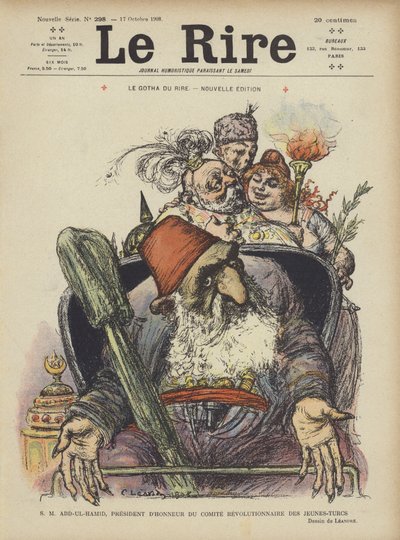Su Majestad Abdul Hamid, Presidente Honorario del Comité Revolucionario de los Jóvenes Turcos. Ilustración para Le Rire de Charles Leandre