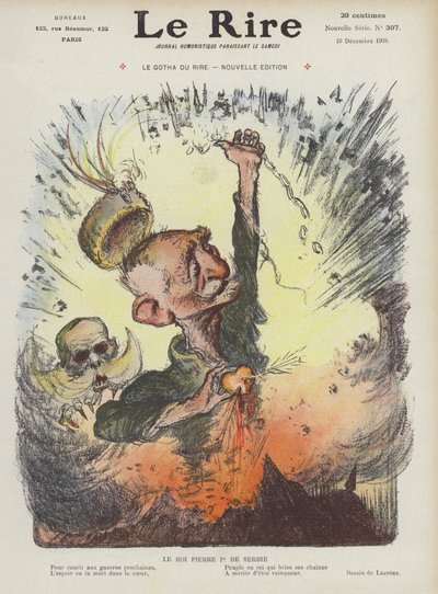 Rey Pedro I de Serbia. Ilustración para Le Rire de Charles Leandre