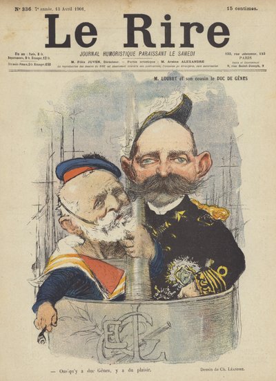 Loubet y su primo el Duque de Génova, Ilustración para Le Rire de Charles Leandre