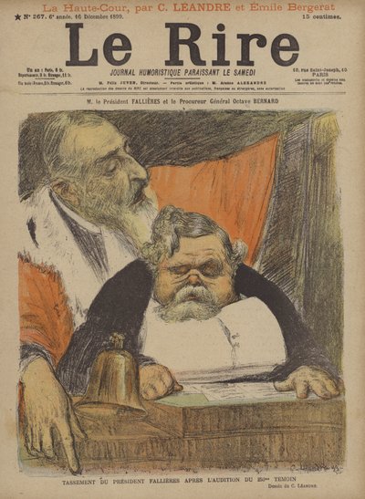 El Presidente Fallieres y el Procurador General Octave Bernard, Ilustración para Le Rire de Charles Leandre