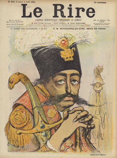 Mozaffer-ed-Din, Shah de Persia, Ilustración para Le Rire de Charles Leandre