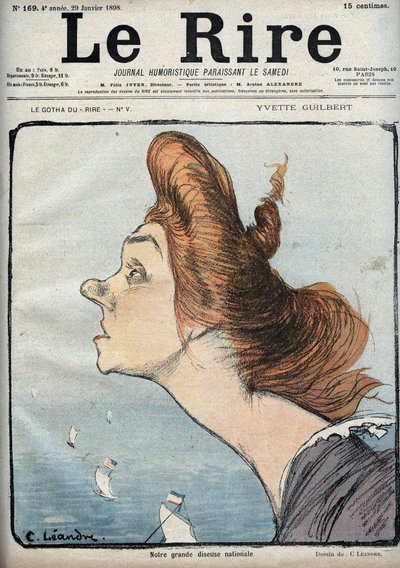 Retrato de la cantante Yvette Guilbert (1865-1944) - Caricatura de Charles Leandre (1862-1934) en 