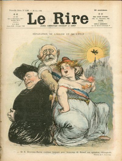 Separación de la Iglesia y el Estado - portada de "Le Rire" de Charles Leandre