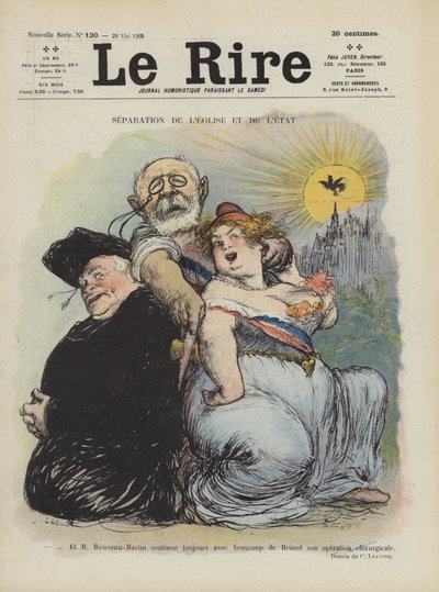 Separación de la iglesia y el estado. Ilustración para Le Rire de Charles Leandre
