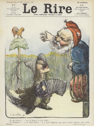 El rey de Italia y el presidente de Francia. Ilustración para Le Rire de Charles Leandre