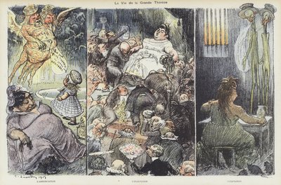 La vida de la estafadora Therese Humbert. Ilustración para Le Rire de Charles Leandre