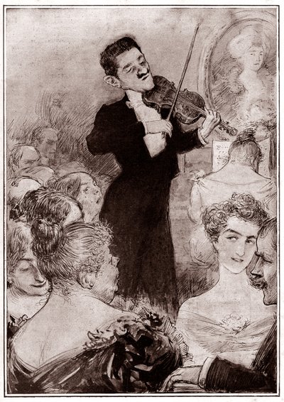 Violinista tocando en una reunión social de Charles Leandre