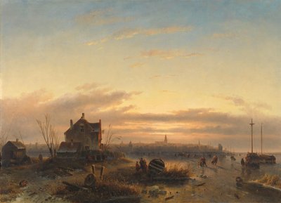 Invierno en el IJ de Ámsterdam de Charles Leickert (signed by artist)
