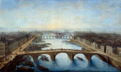 Vista de París tomada sobre el Pont Royal en 1741 (pintura de Charles Grevenbroeck) de Charles Leopold Grevenbroeck