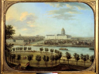 Les Invalides visto desde el Cours la Reine en París de Charles Leopold Grevenbroeck