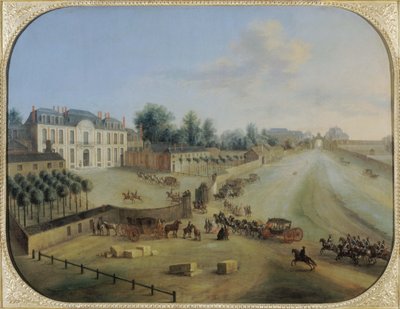 Vista del castillo de la Muette con la llegada del rey Luis XV (1710-74), hacia 1738 (óleo sobre lienzo) de Charles Leopold Grevenbroeck