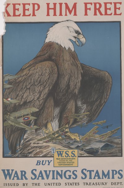 Manténlo libre, compra sellos de ahorro de guerra emitidos por el Departamento del Tesoro de los Estados Unidos de Charles Livingston Bull