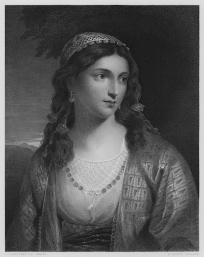 Una chica griega, del cuadro en la Galería Vernon (grabado) de Charles Lock (after) Eastlake