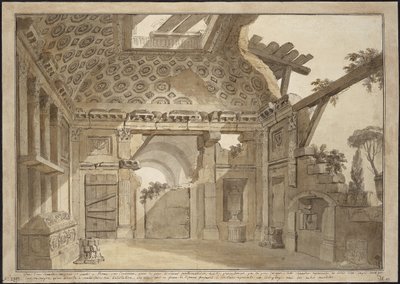 Diseño para las pinturas en la celda del Padre Lesueur en el Monasterio de Santissima Trinita dei Monti en Roma de Charles Louis Clerisseau