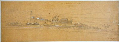 Diseños para la transformación de las dunas en Ostende, incluyendo la casa de vacaciones de la familia real belga de Charles Louis Girault