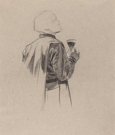 Un Caballero Barbudo con una Copa de Vino de Charles Louis Lucien Muller