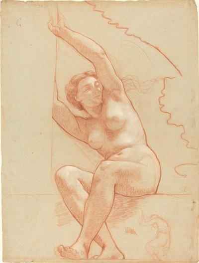 Desnudo femenino sentado en un borde de Charles Louis Lucien Muller