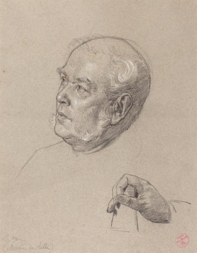 Cabeza y mano de un hombre lanzando dados de Charles Louis Lucien Muller