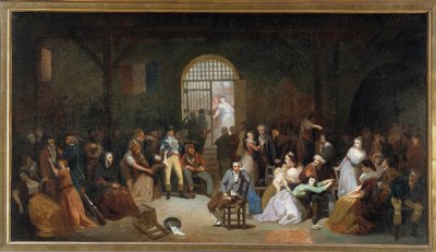 El llamamiento de las últimas víctimas del terror en la prisión de San Lázaro en julio de 1795. Pintura de Charles Louis Muller (1815-1892) de Charles Louis Lucien Muller