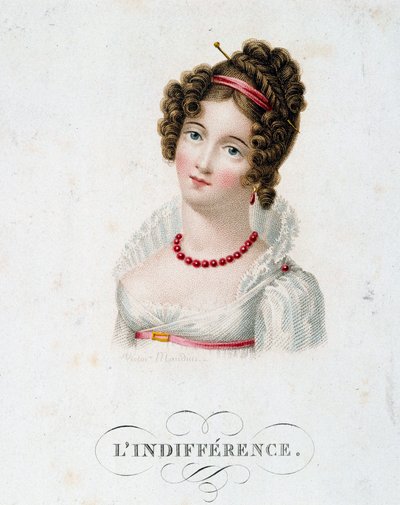 La indiferencia Una joven vestida a la moda del Primer Imperio de Charles Louis Victor Mauduit