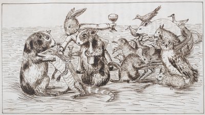 Los conejillos de indias consuelan a Bill, Las aventuras de Alicia bajo tierra [en el país de las maravillas] de Charles Lutwidge Dodgson