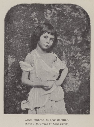 Alice Liddell como niña mendiga (foto en blanco y negro) de Charles Lutwidge Dodgson