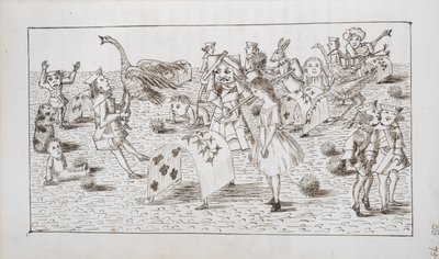 Alicia y la Reina Roja juegan al croquet, ilustración del Capítulo IV de 