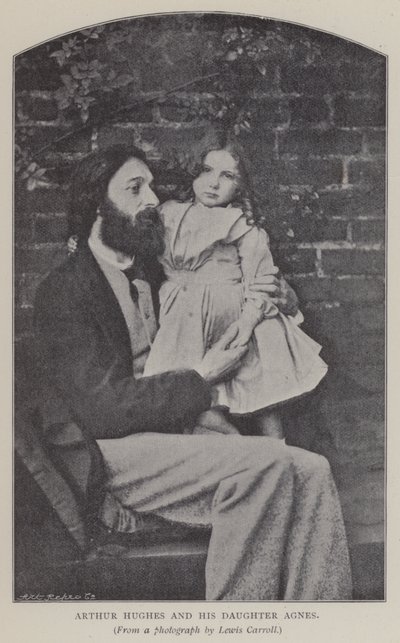 Arthur Hughes y su hija Agnes (foto en blanco y negro) de Charles Lutwidge Dodgson