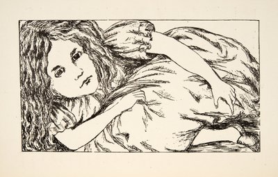 Alicia en la casa del Conejo Blanco, ilustración de Las aventuras de Alicia bajo tierra, publicado en 1886 de Charles Lutwidge Dodgson