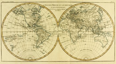 Mapa del mundo en dos hemisferios, de 
