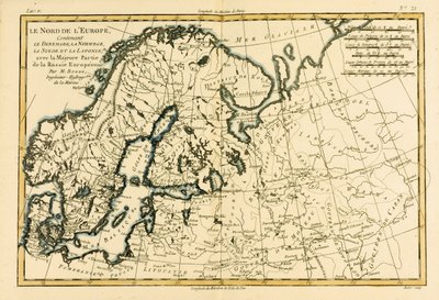 Europa del Norte, incluyendo Dinamarca, Noruega, Suecia y Laponia, con la mayor parte de Rusia Occidental, del Atlas de Toutes les Parties Connues du Globe Terrestre por Guillaume Raynal (1713-96) publicado en Ginebra de Charles Marie Rigobert Bonne