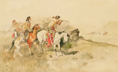 Ataque a los arrieros, c.1895 de Charles Marion Russell