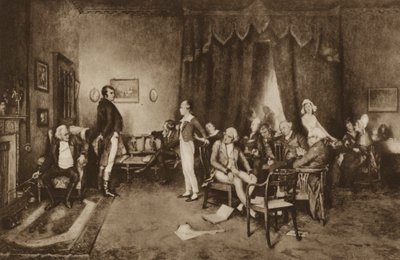 Encuentro de Robert Burns y Sir Walter Scott, Edimburgo (litografía) de Charles Martin (after) Hardie