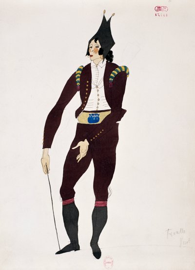 Traje para el personaje de Fiorello de El barbero de Sevilla de Gioacchino Rossini, boceto de Charles Martin (1884-1934) de Charles Martin