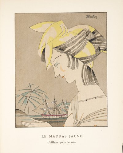 Le Madras Jaune, de una Colección de Placas de Moda, 1920 (impresión pochoir) de Charles Martin