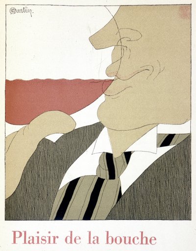 Placer de la boca - en "Monseigneur le vin", dibujo de Charles Martin (1884-1934), fascículo de los Establecimientos Nicolas de Charles Martin