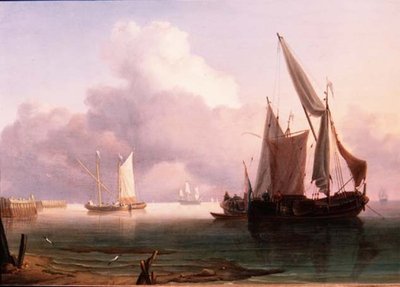Estuario en Calma con Barcos Holandeses de Charles Martin Powell