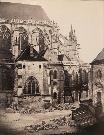 Extremo oriental, catedral de Troyes en restauración, Francia de Charles Marville