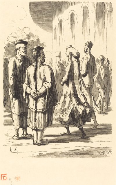 Exposición universal: ¿Quiénes son los más chinos? de Charles Maurand after Honoré Daumier