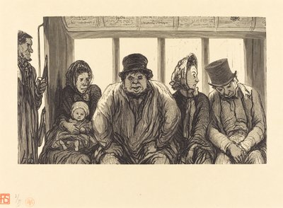Interior de un Ómnibus de Charles Maurand after Honoré Daumier