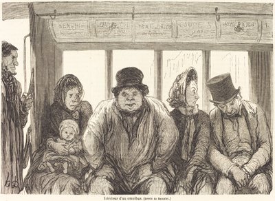 Interior de un ómnibus [mitad inferior] de Charles Maurand after Honoré Daumier
