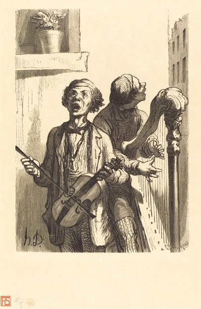 Los cantantes de calle de Charles Maurand after Honoré Daumier