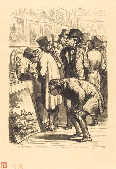Una Sala del hotel Drouot un día de exposición de Charles Maurand after Honoré Daumier